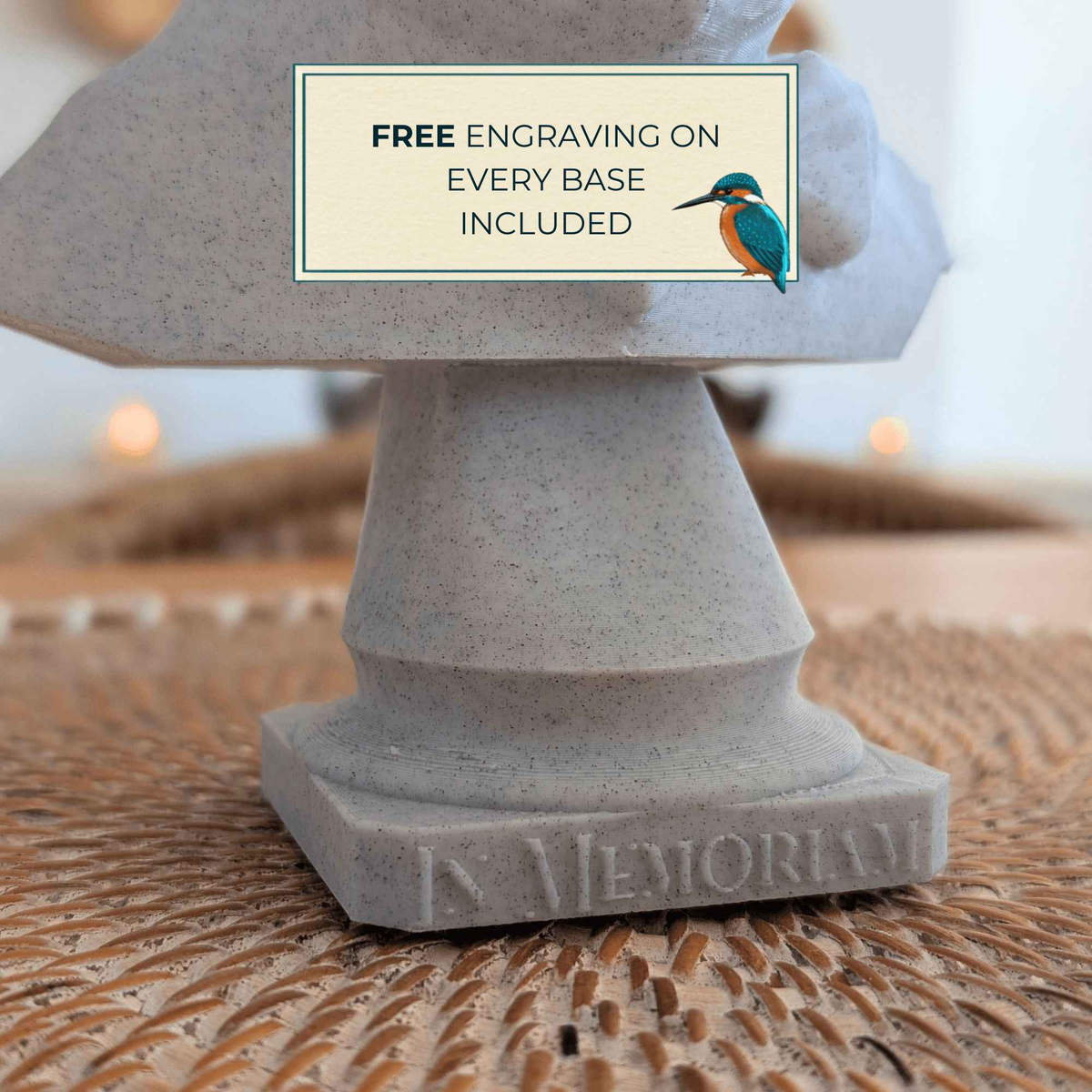 Custom Photo-to-Bust Sculpture styled in home setting