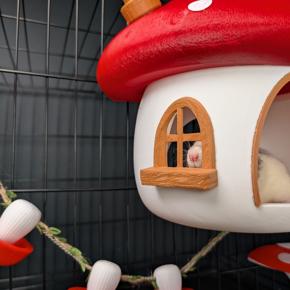 Fairy Mushroom Rat Hide styled in home setting