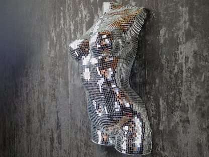 Female Body Sculpture, Modern Mirror Ball Wall Art, Luxury Home Decor, Statement Art Piece