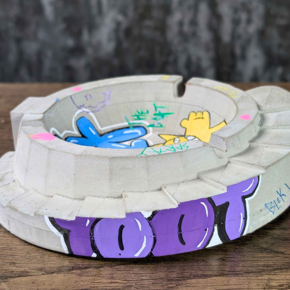 Custom Graffiti Concrete Ashtray