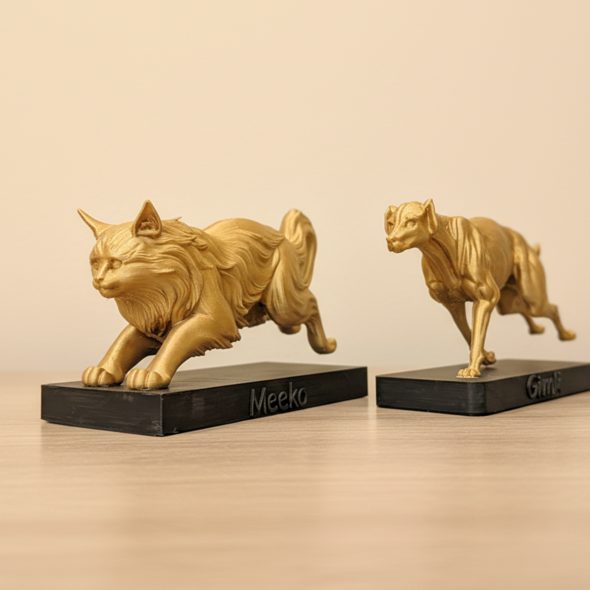 Custom Dynamic Pet Statue with Engraved Base