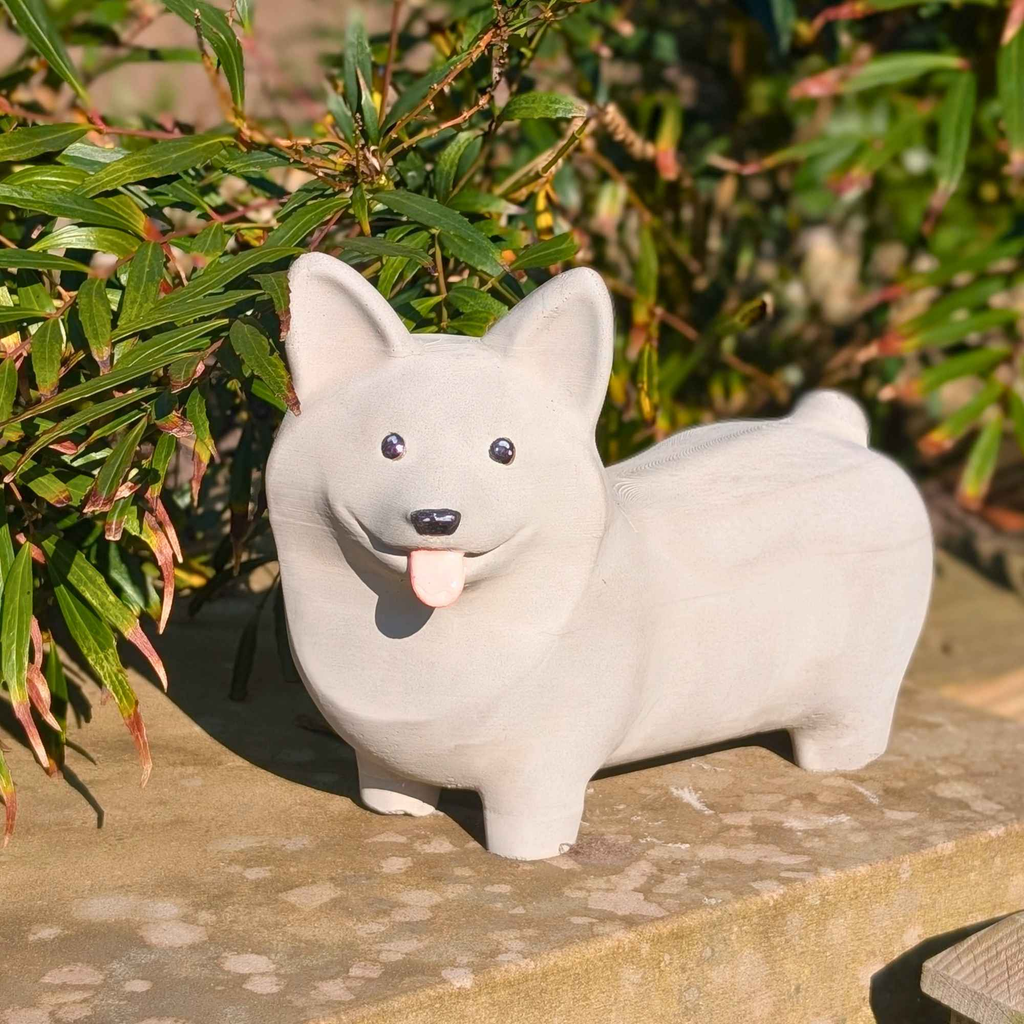Handmade Corgi Stone Ornament with Heart