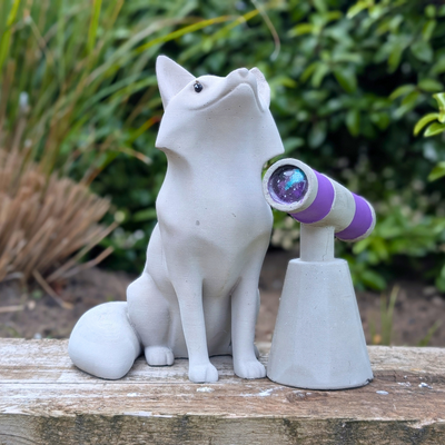 Stargazing Fox Statue | Handmade Cast Stone Garden Sculpture