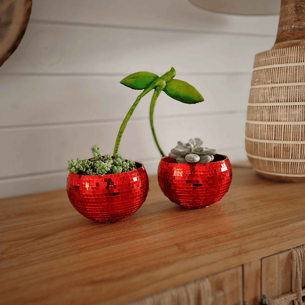 Cherry Disco Ball Planter