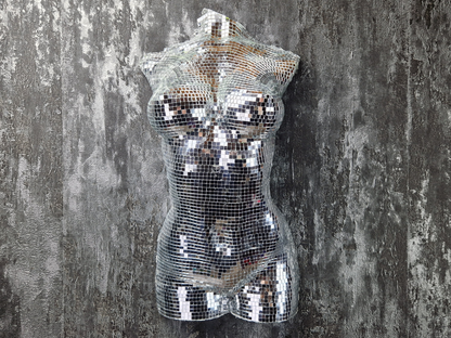 Female Body Sculpture, Modern Mirror Ball Wall Art, Luxury Home Decor, Statement Art Piece