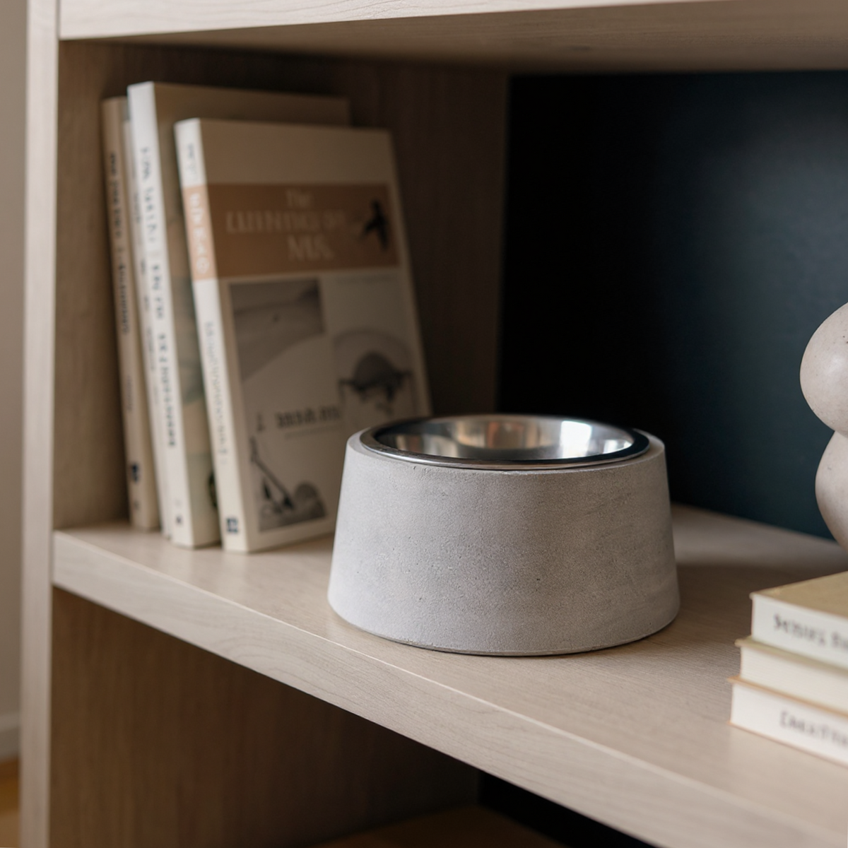Cast Stone Pet Bowl — studio shot — handmade in UK