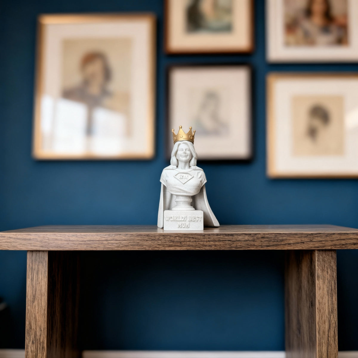 Custom Mum Statue | Gold Crown Photo Bust | Engraved Base - alternate angle