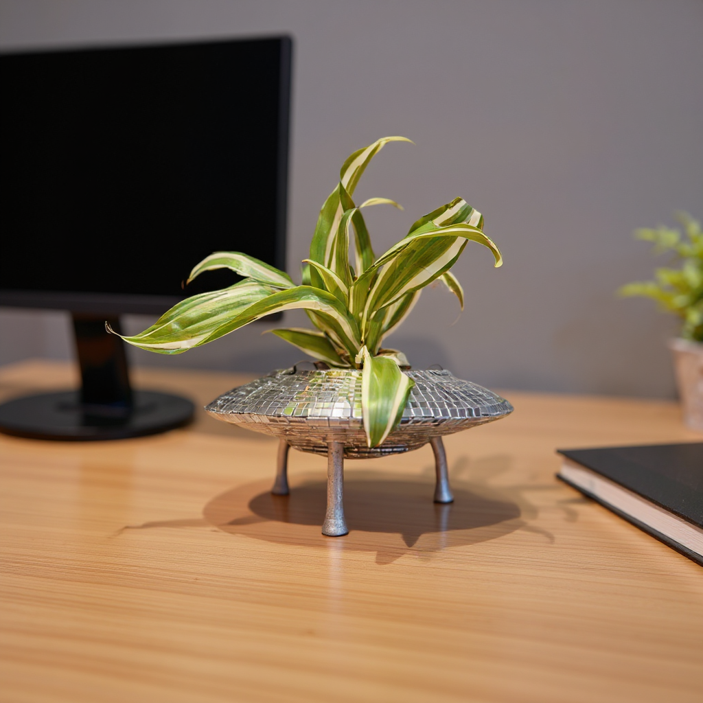 Cosmic UFO Mirror Ball Planter