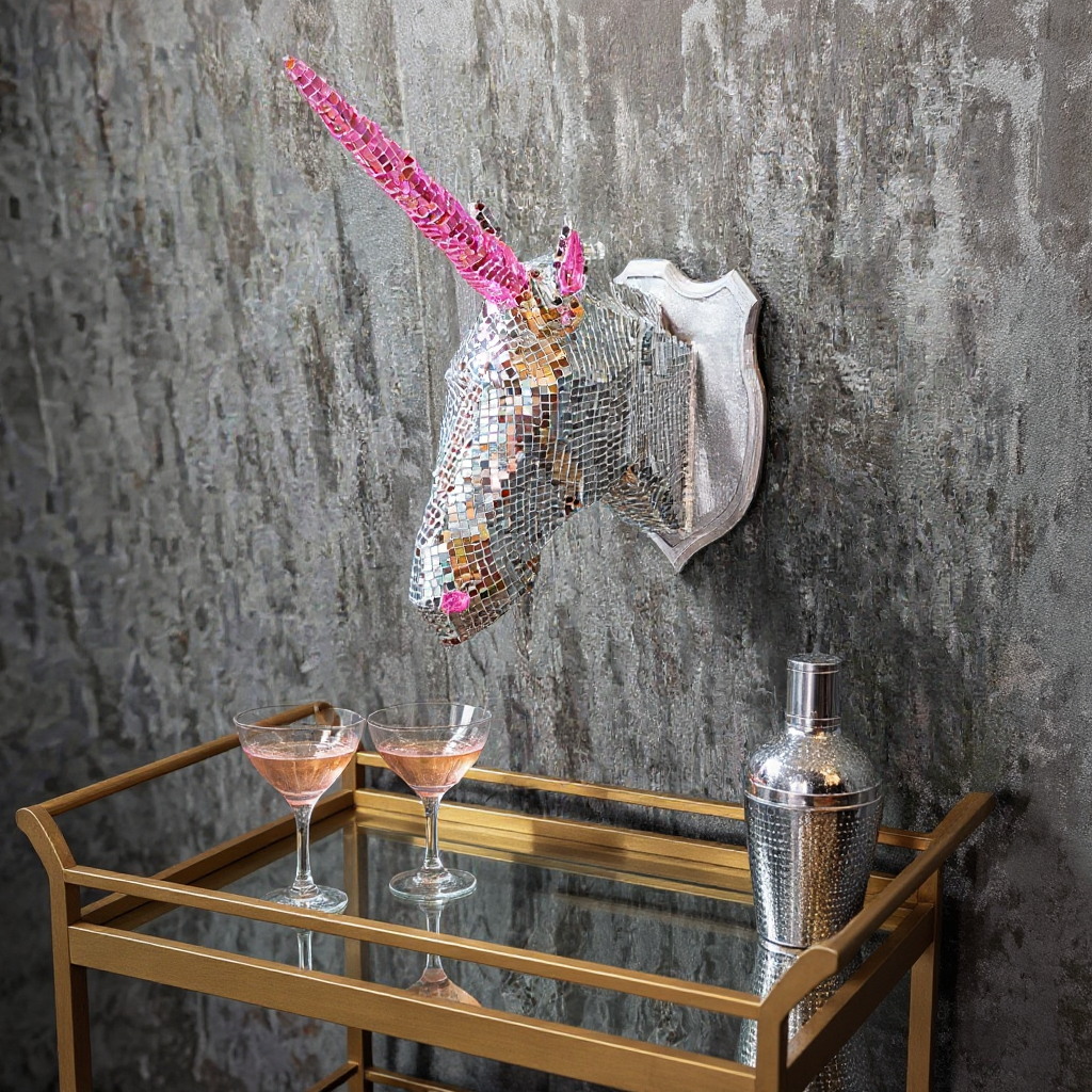 Disco Unicorn Head Wall Art