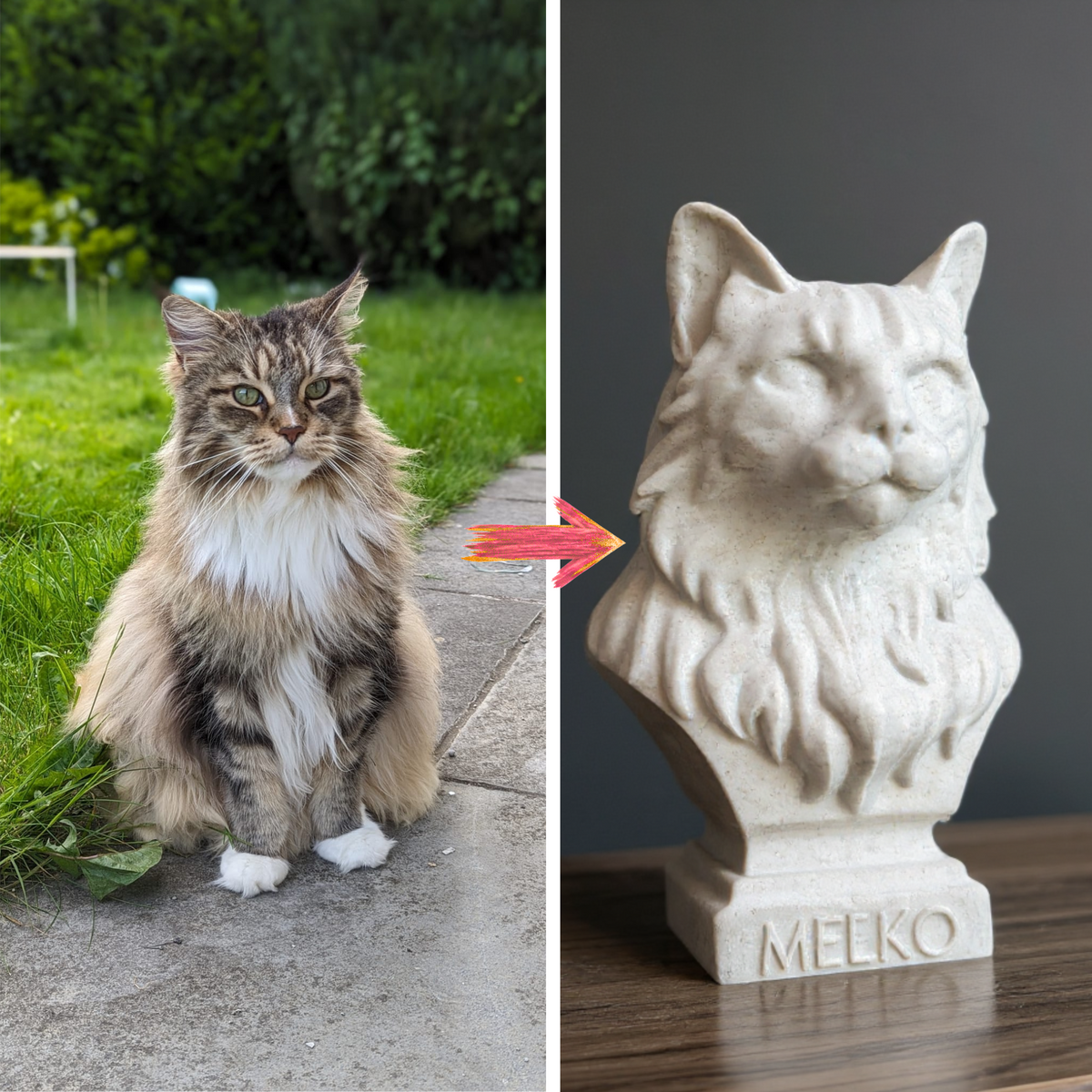 Custom Pet Bust side profile view