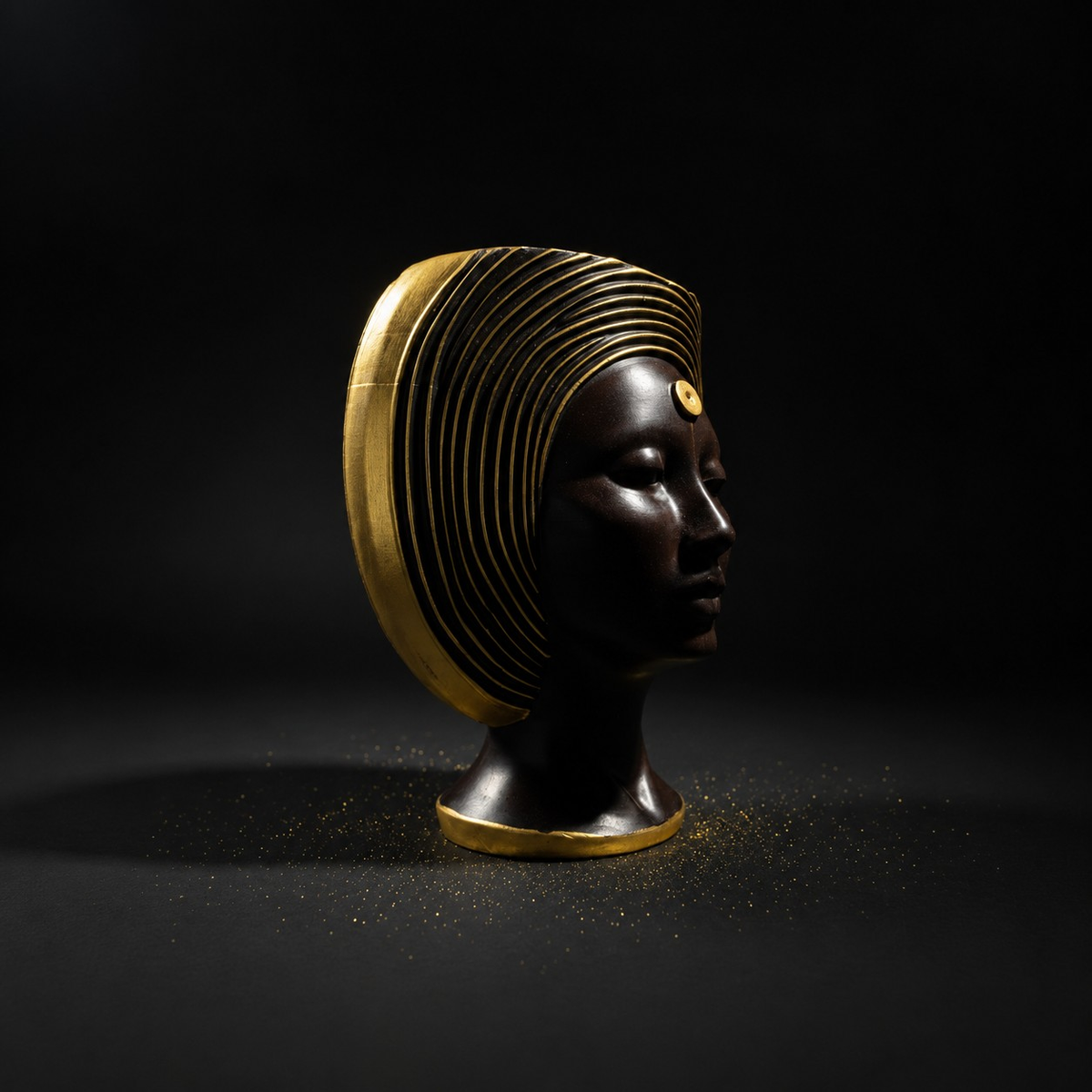 Art Deco planter in dark studio setting