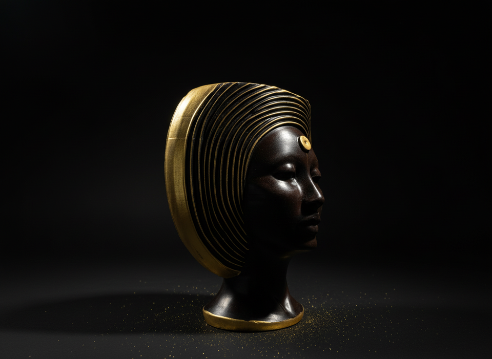 Art Deco planter in dark studio setting
