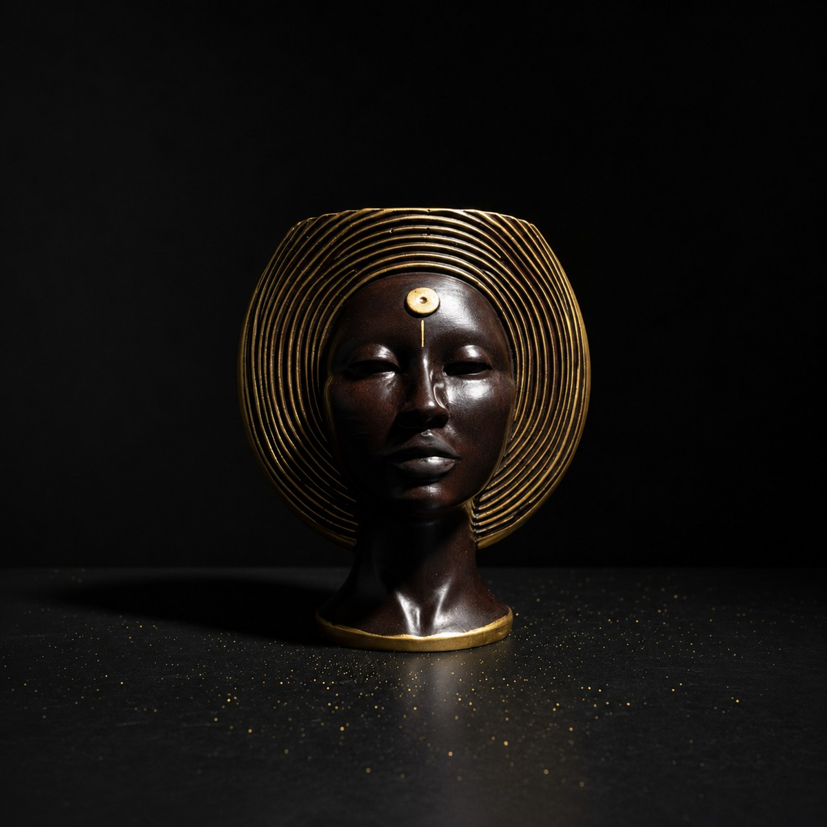 Art Deco bust planter side detail
