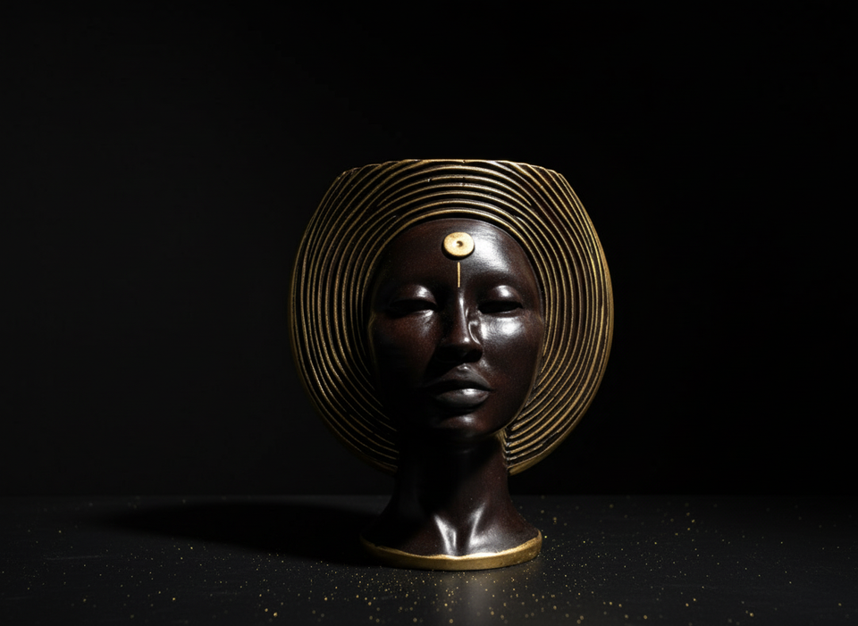 Art Deco bust planter side detail