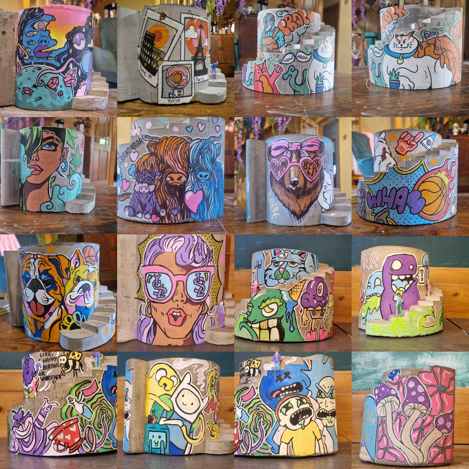Statement Graffiti Planter - Unique Home Decor for Urban Aesthetics drainage and base detail