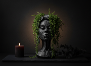 Spiral face plant pot with trailing greenery