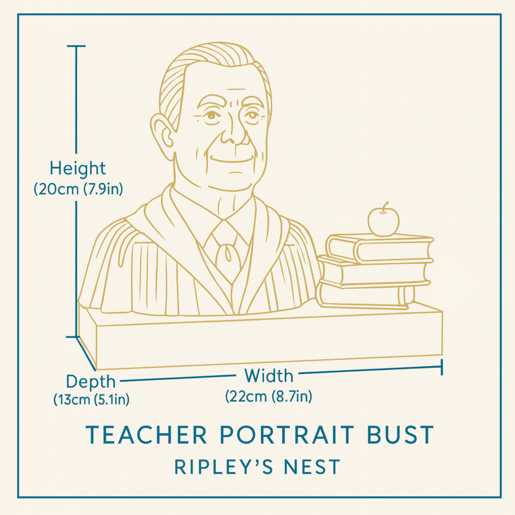 Thank You Teacher Portrait Bust with Engraved Base