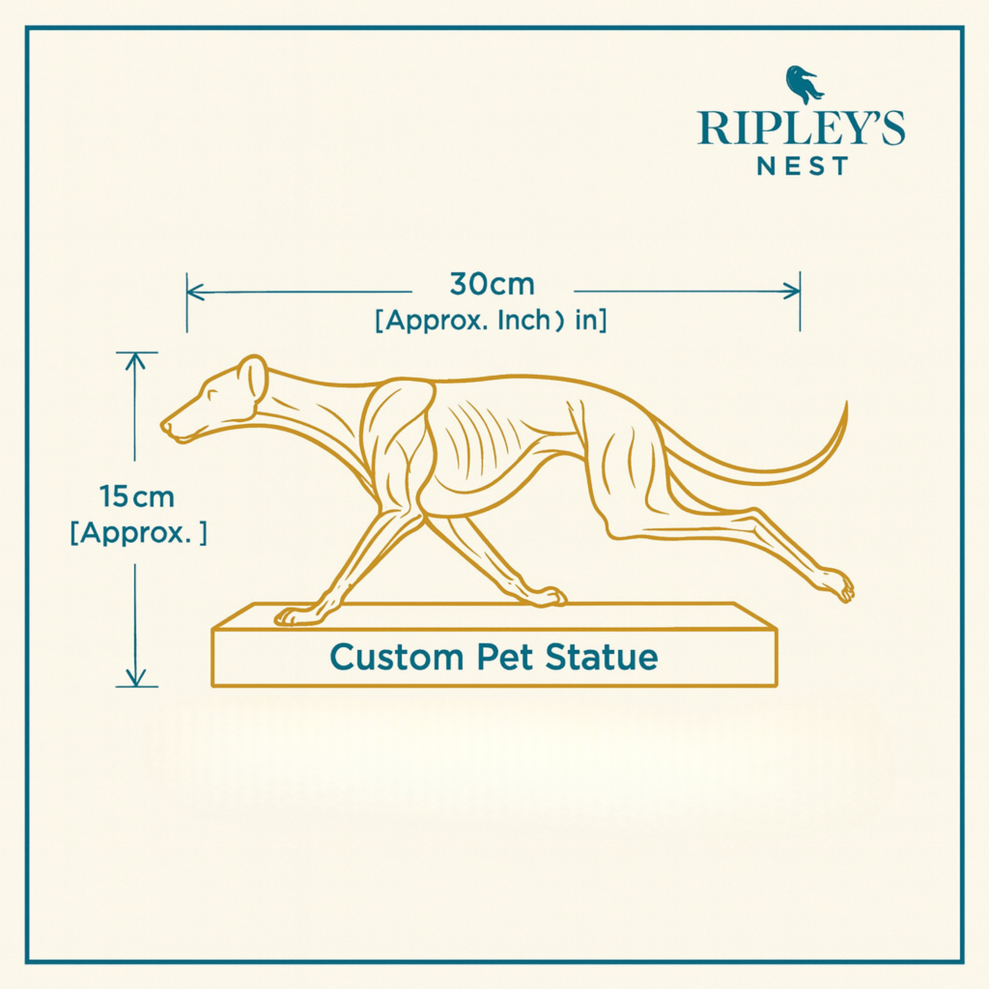 Custom Dynamic Pet Statue with Engraved Base