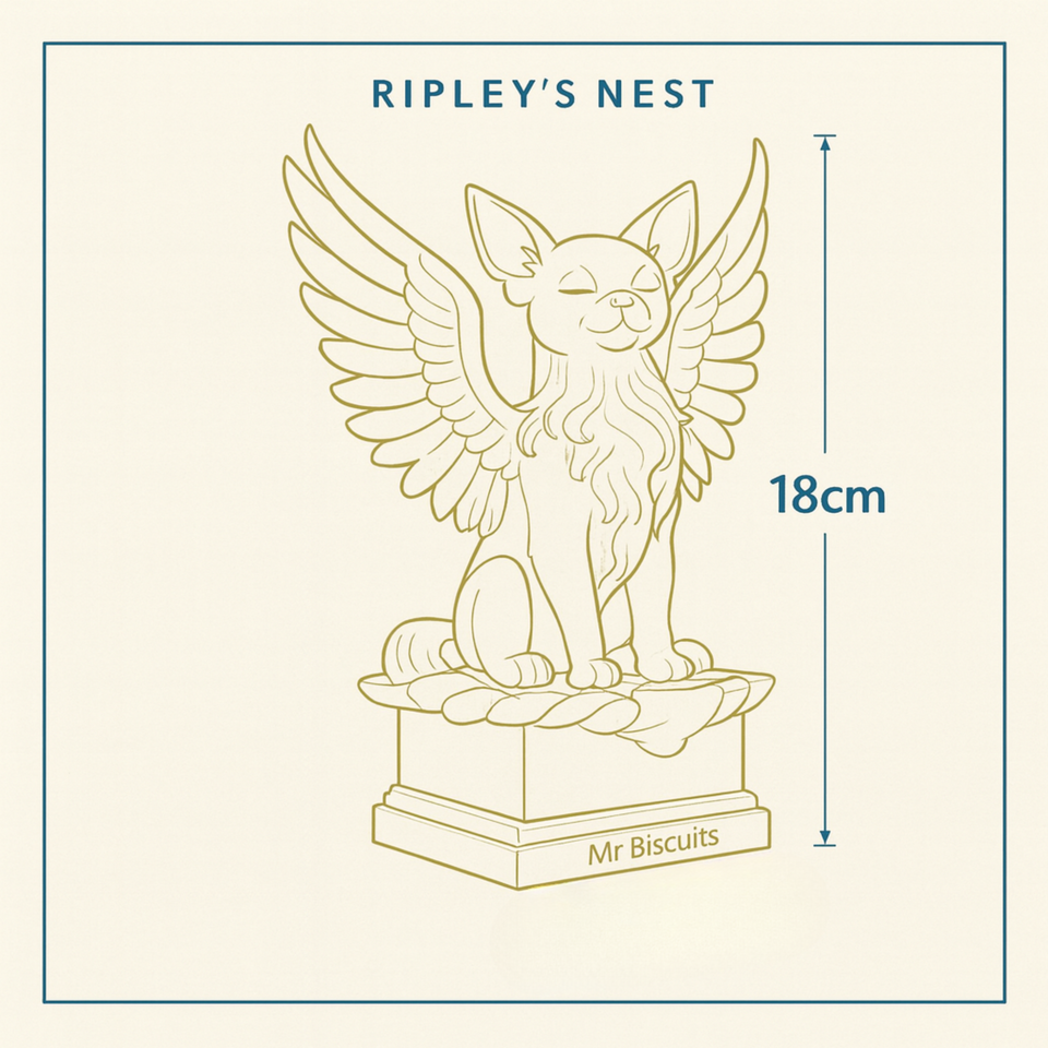 Pet Memorial Angel Statue rear view showing base