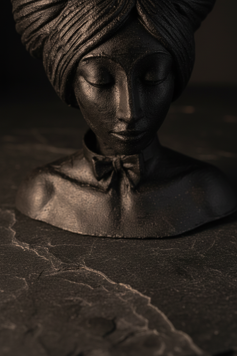 Black woman planter bow detail