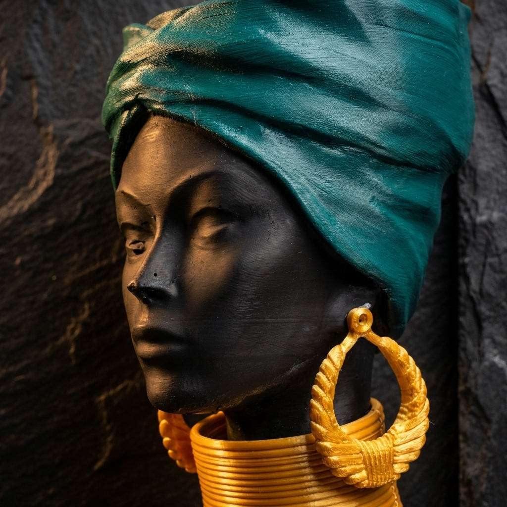 Golden Grace African Woman Head Planter - Detail close-up profile