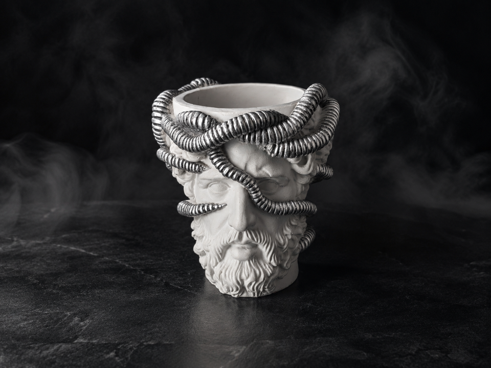 Aristotle.exe classical head planter shown empty from the front