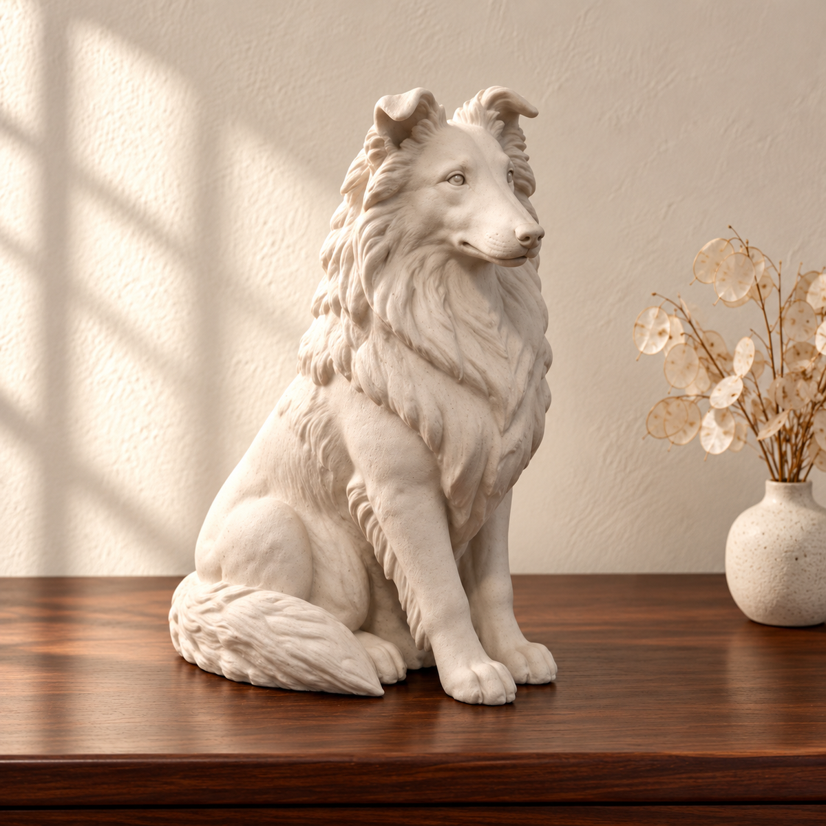 Collie finished example for the custom dog urn