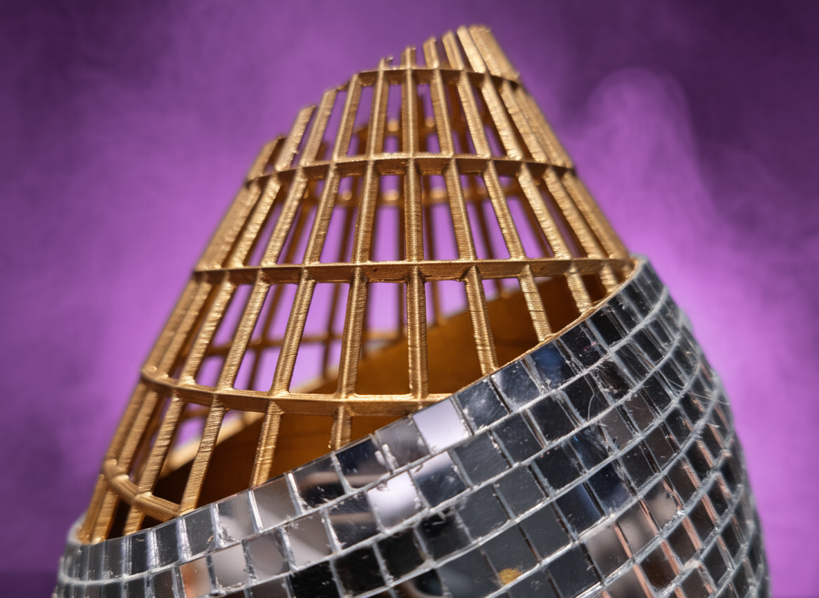 Close up of gold mesh wire