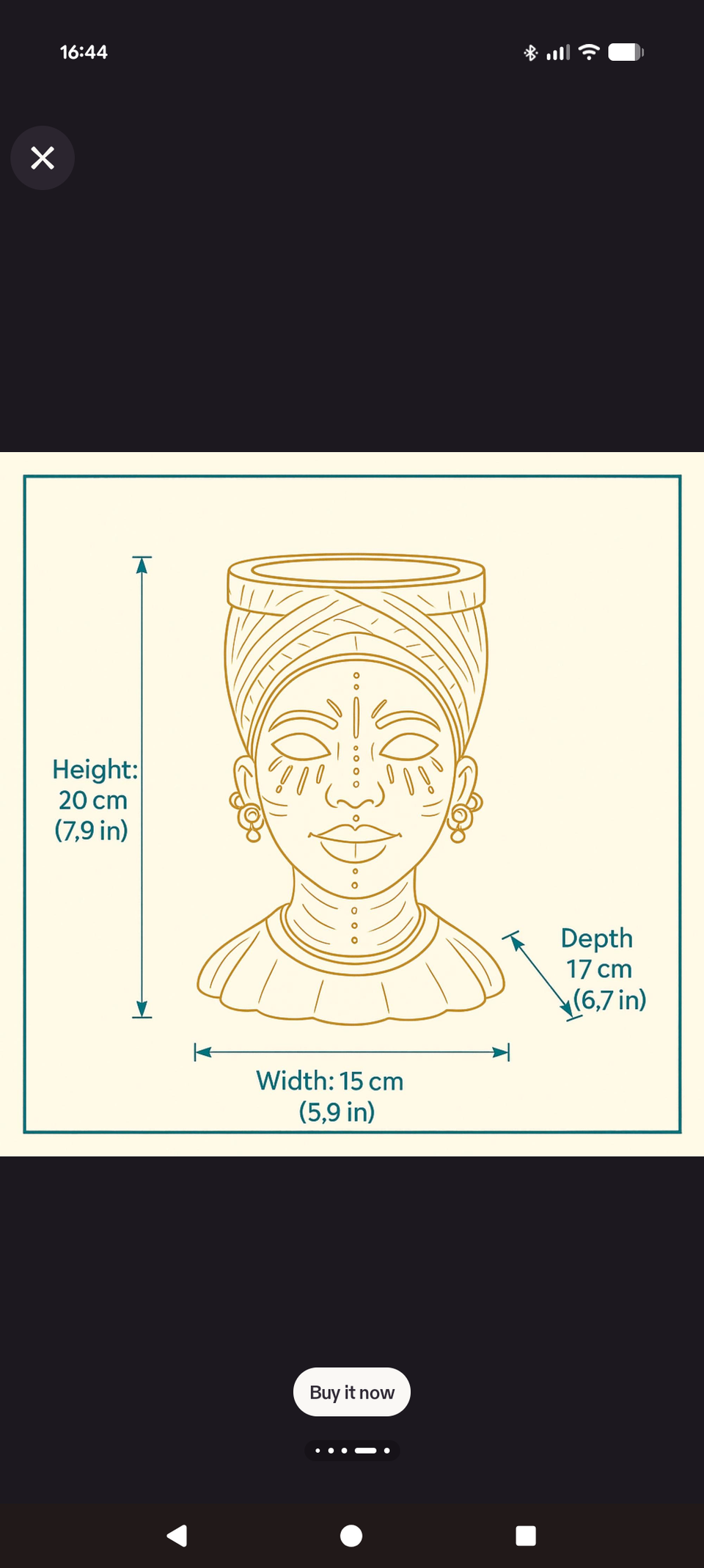 Handmade Woman Head Planter | Afrocentric Decor, Gold Earrings - extra angle | Ripleys Nest