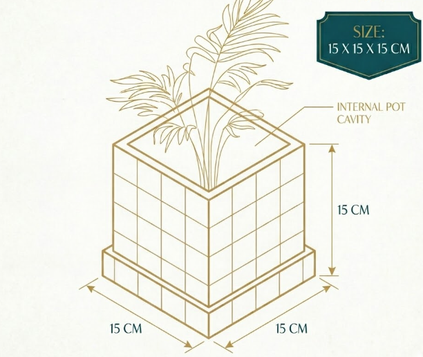 Disco cube planter dimensions 15cm x 15cm x 15cm