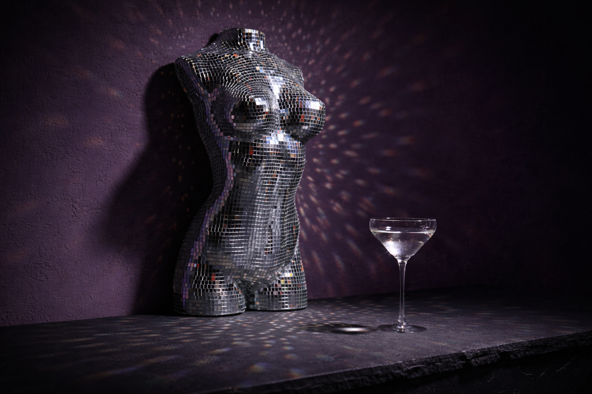 The Disco Era close-up of hand-finished glass mirror tiles