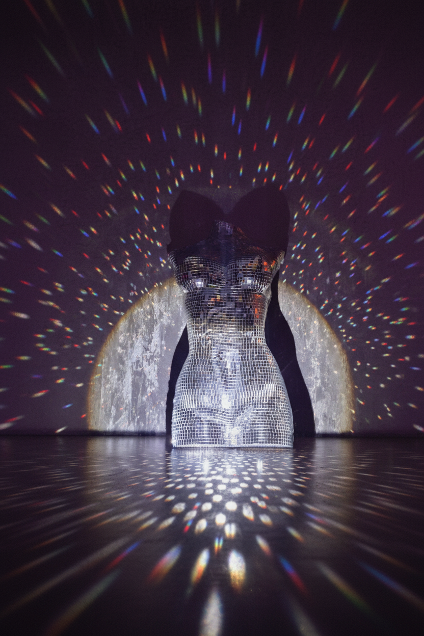 The Disco Era wall art spotlight reflection detail