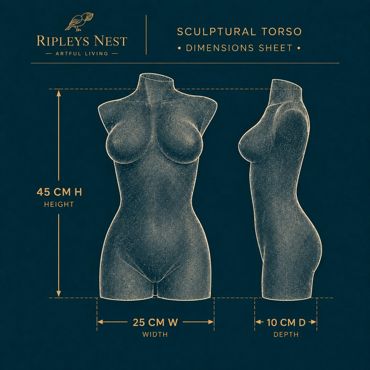 The Disco Era dimensions: 45 cm high, 25 cm wide, 10 cm deep