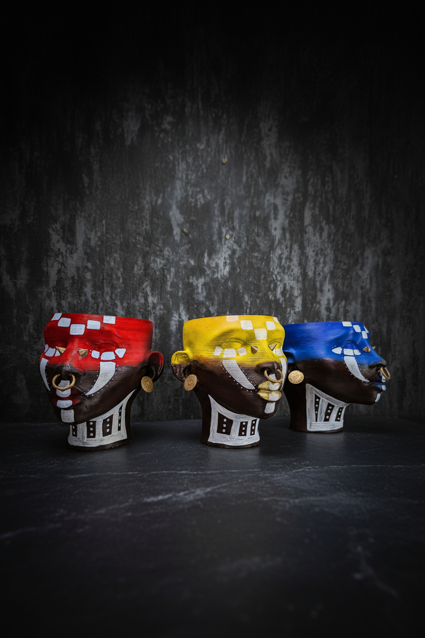 Ashanti Warrior Head Planter - All three colour variants