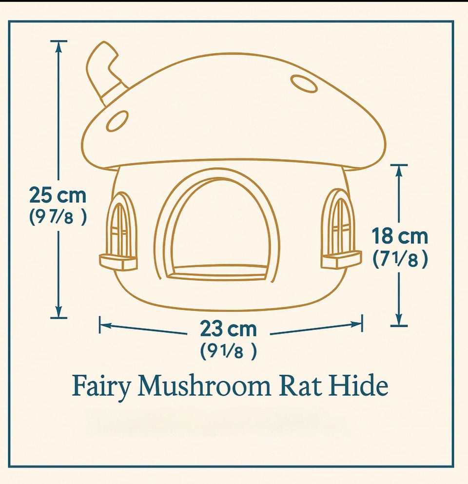 Fairy Mushroom Rat Hide front view showing entrance