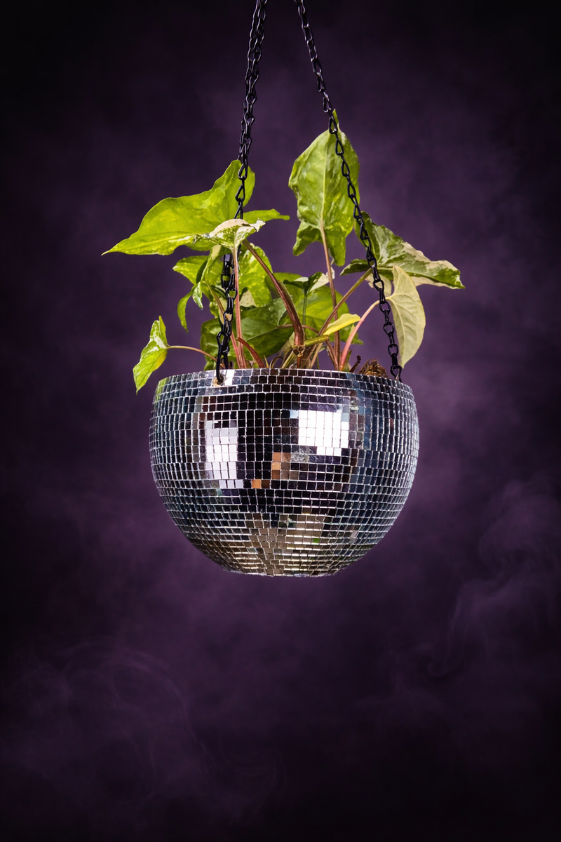 The Glitter Ball - Hanging Disco Ball Planter - Purple Background Hero