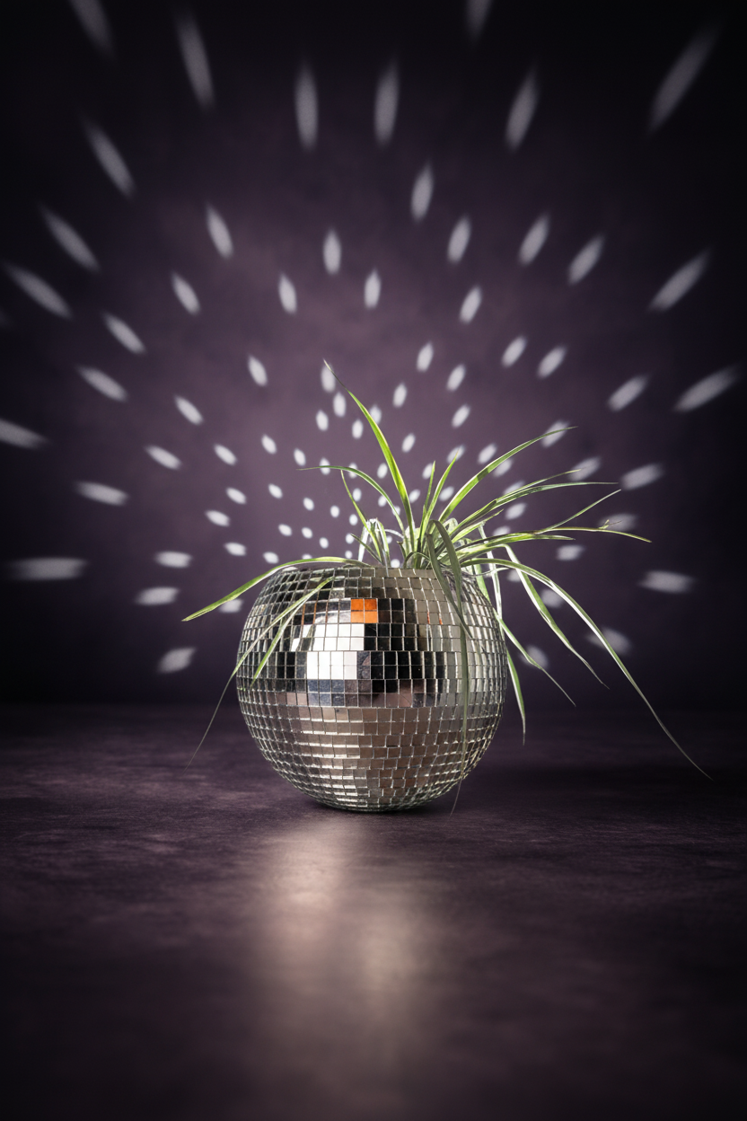 The Glitter Ball - Table Display with Spider Plant