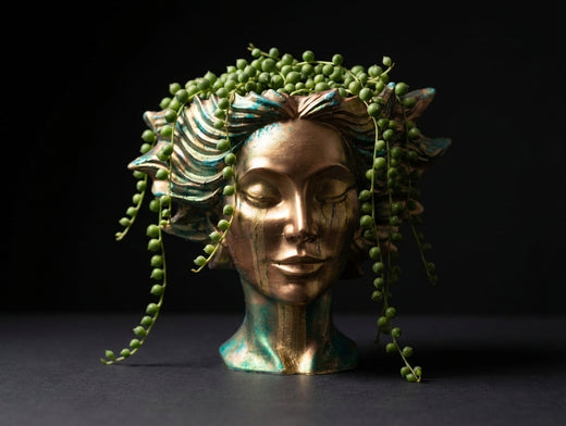 Golden Tears Head Planter — handmade cast stone product by Ripleys Nest