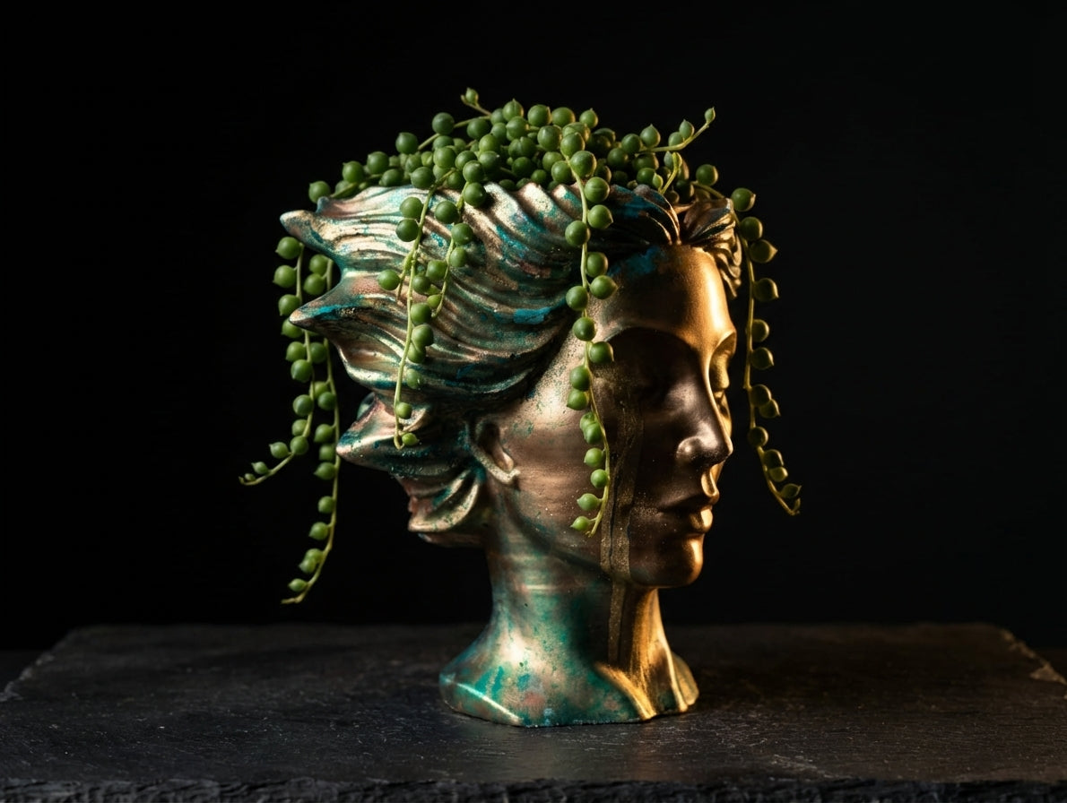 Gold face planter three quarter view