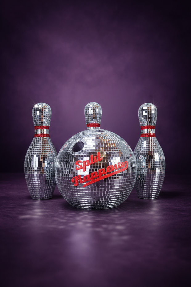 The Gutter Glam: Custom Text Disco Bowling Set
