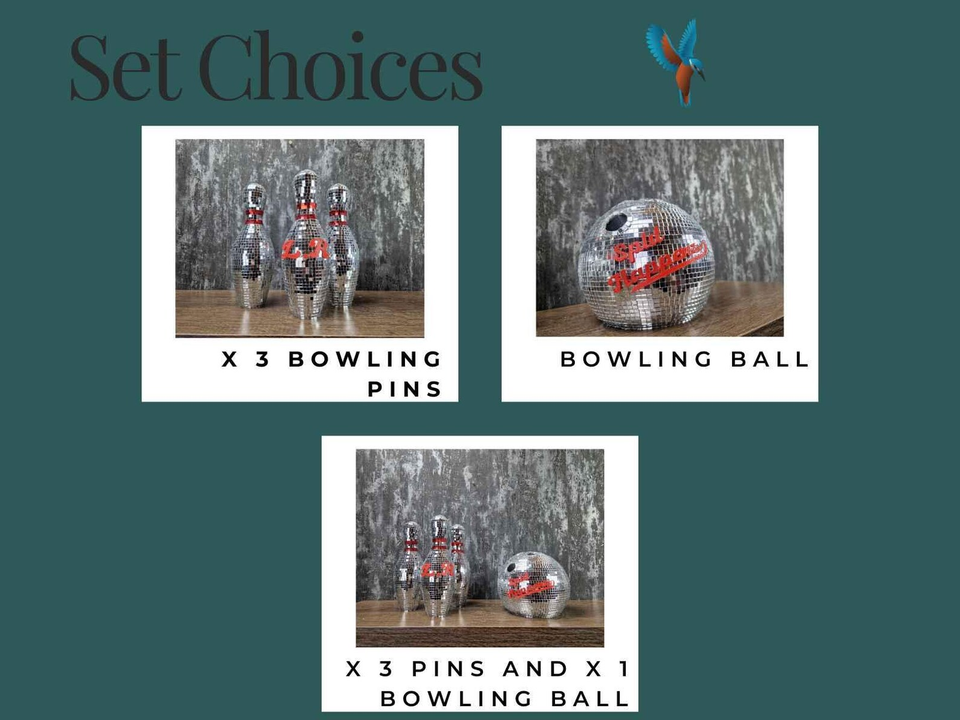Disco bowling set options full set ball only pin trio