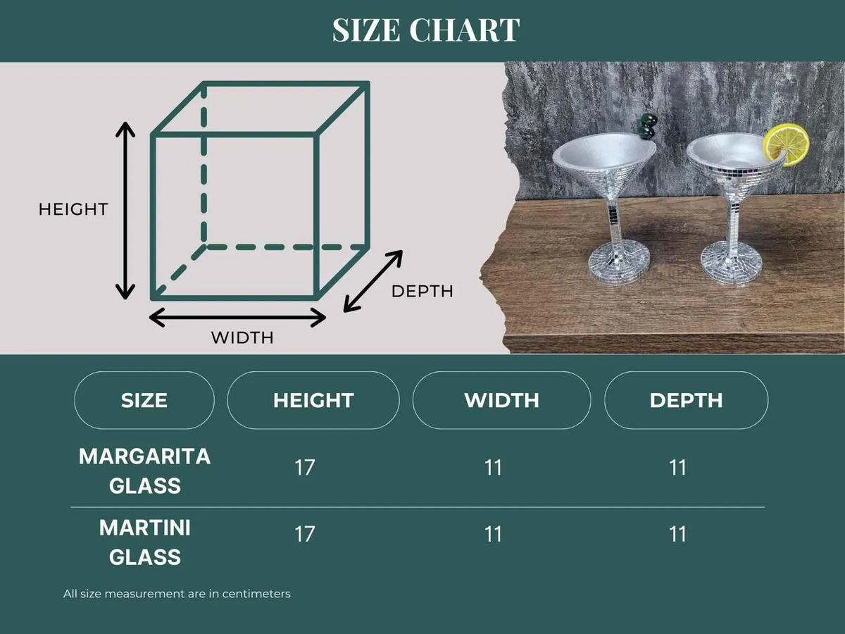 Happy Hour disco ball cocktail glass planter dimensions - 17 x 11 x 11 cm