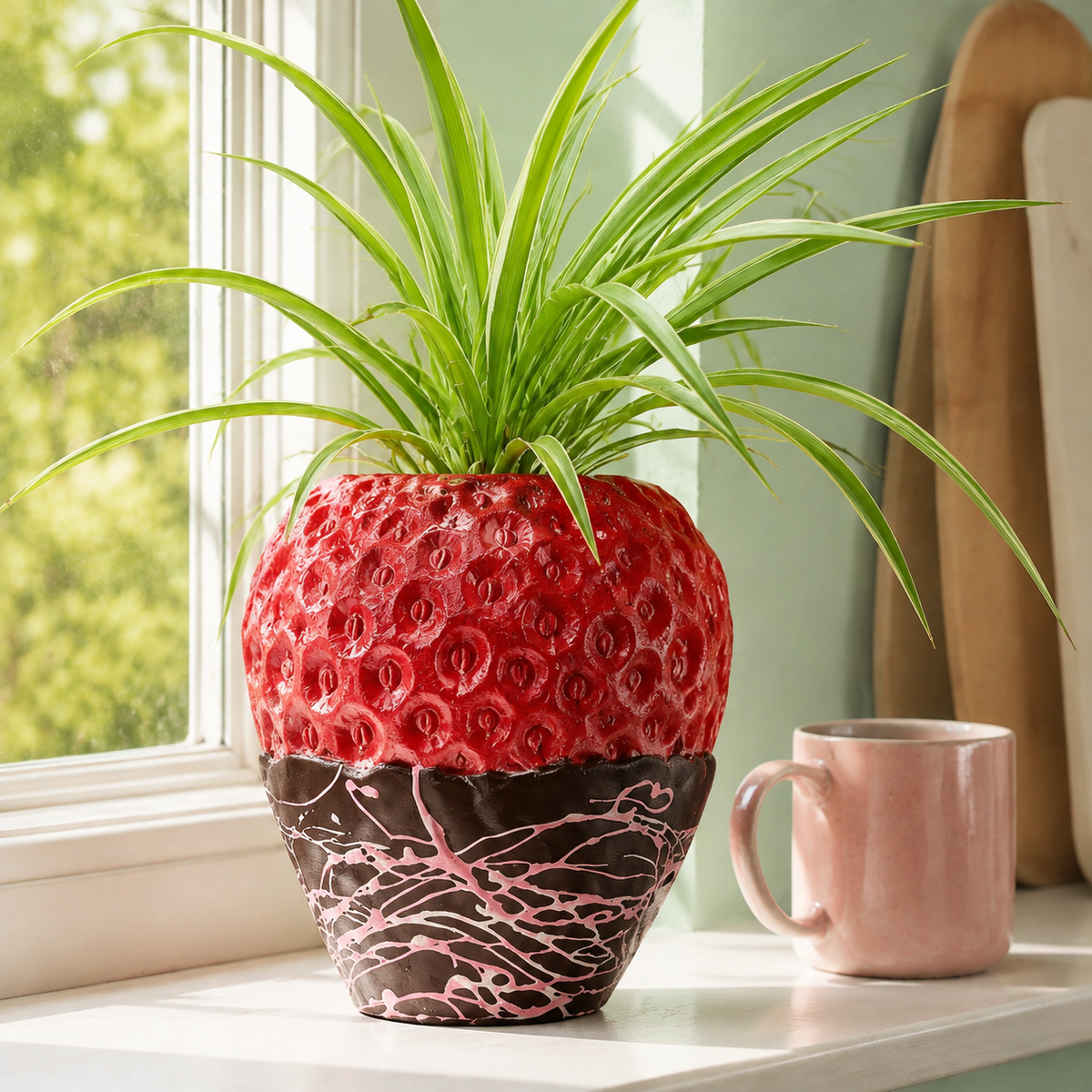 Strawberry Planter | Red or Chocolate Dipped Plant Pot product hero view