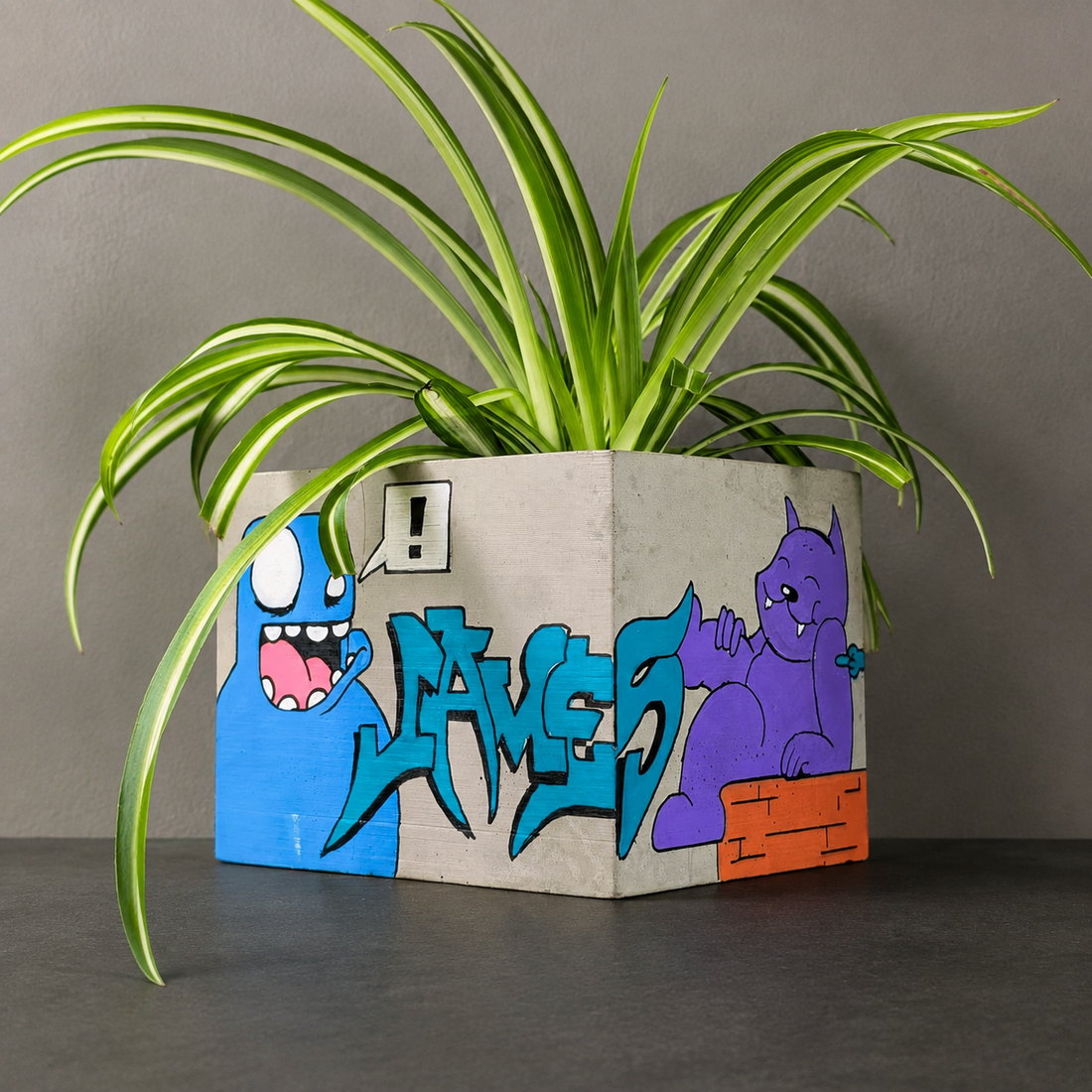 Personalised Graffiti Building Planter | Custom Plant Pot product hero view