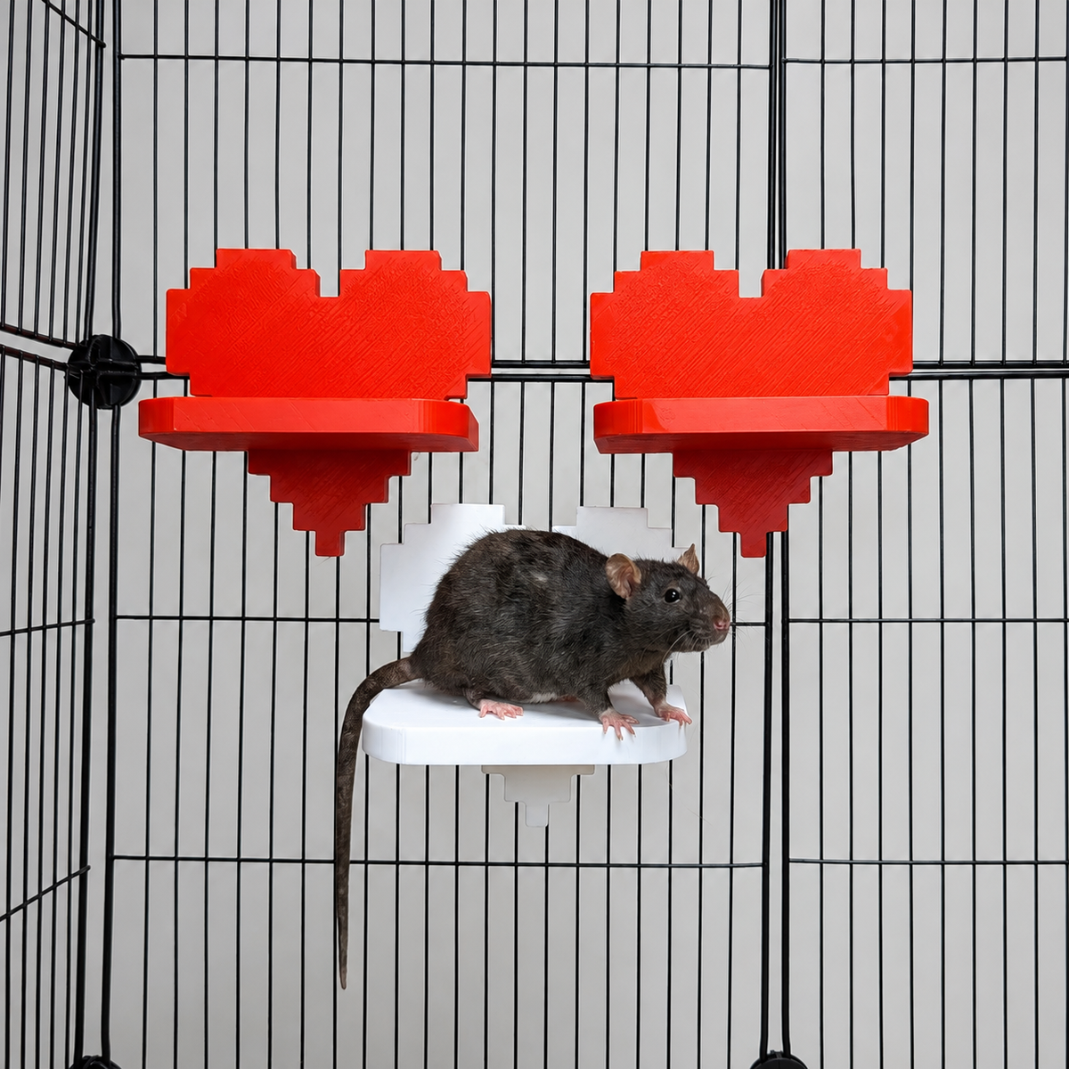 Pixel Heart Rat Cage Shelves, Set of 3 product hero view