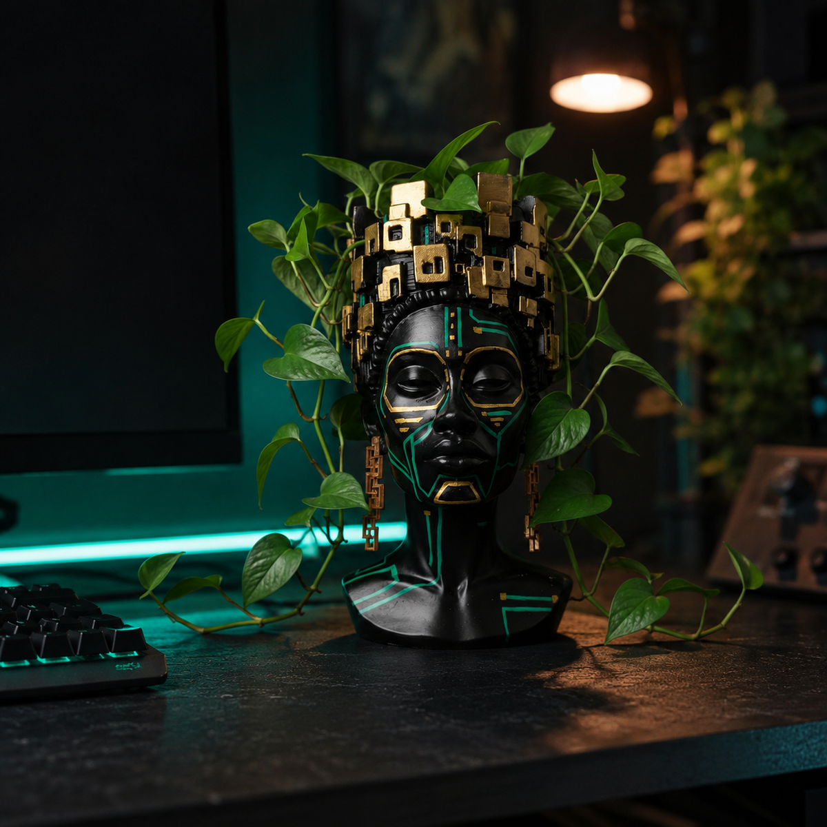 Cyberpunk Head Planter | The Motherboard product hero view
