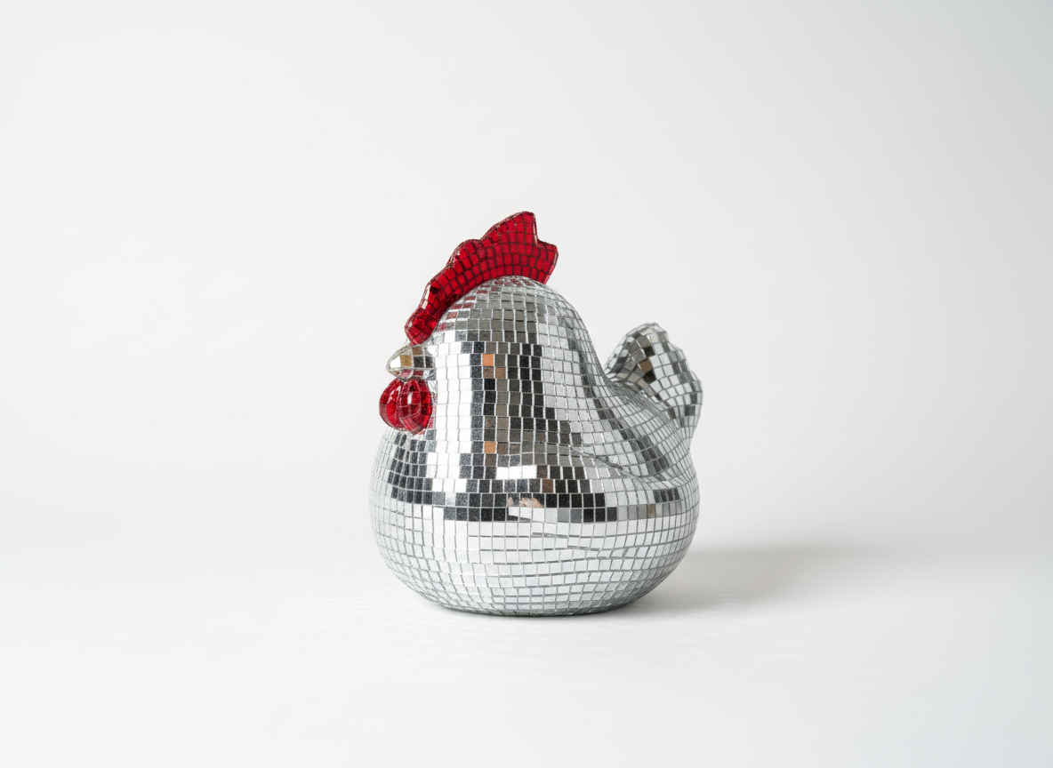 Hen Night - Disco Mirror Ball Chicken Sculpture — detail view 8 of 9