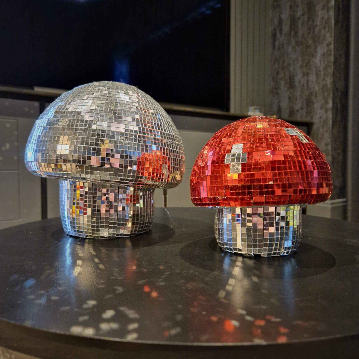 Groovy Disco Mushroom detail showing glass mirror tiles