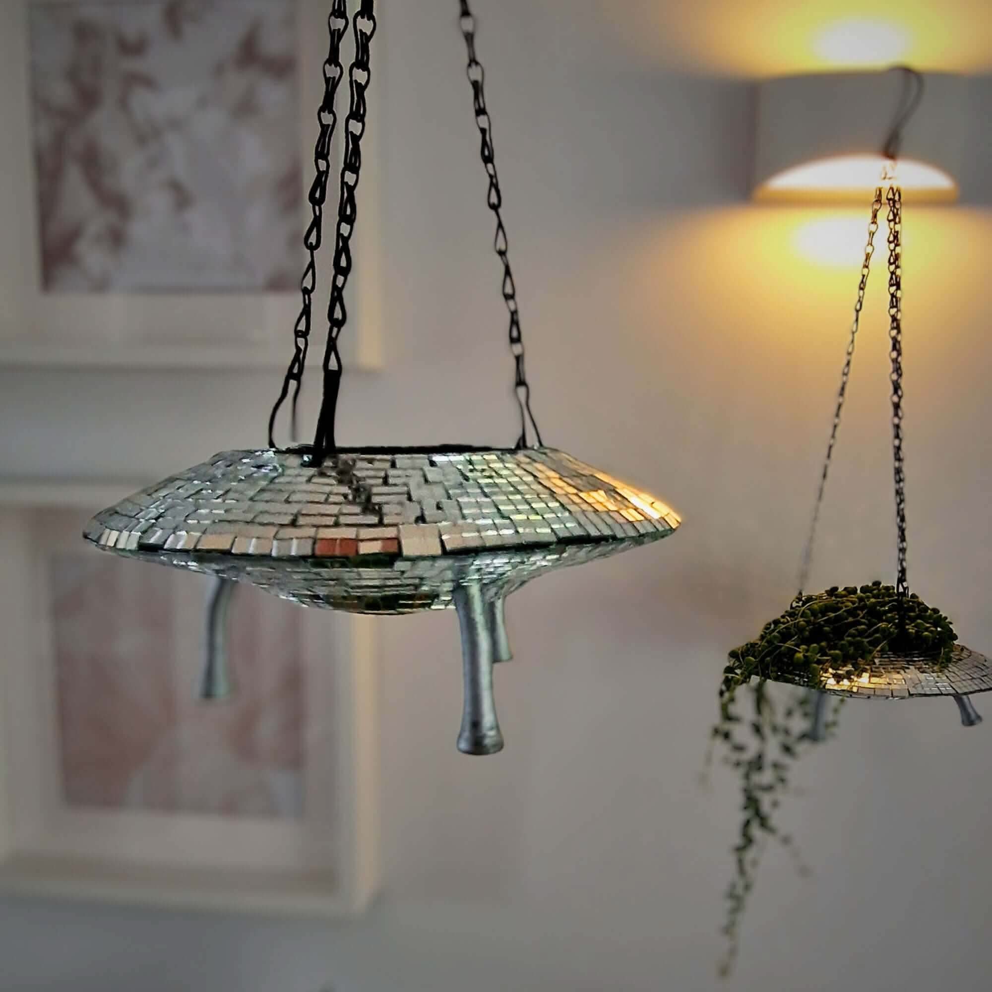 a table with a lamp on it 