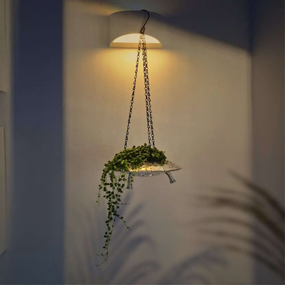 a chandelier hanging from a ceiling in a room 